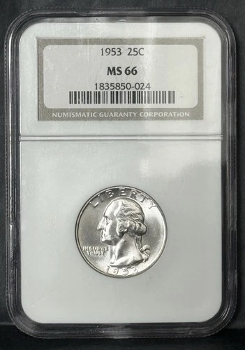 1953 P ** Washington Silver Quarter ** NGC MS66 **