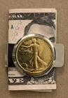 1936 Walking Liberty Half Dollar Money Clip Sterling Silver Gold Leafed