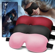 Seugzur Sleep Eye Mask 3D Blackout Lightweight Soft Travel Blindfold 3 Pack