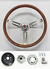 69-93 Olds Cutlass 98 442 15" Stained Wood Grip Stainless Steel Steering Wheel