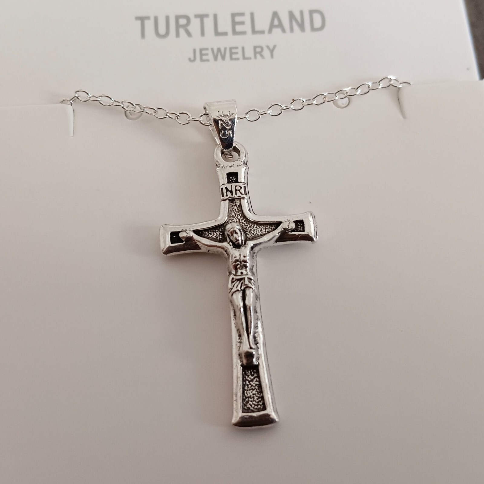 925 Sterling Silver 3D Christian Jesus Christ Cross Catholic Crucifix ...
