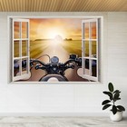 Man Riding a Motorcycle 3d Window View Wall Sticker Poster Decal A35