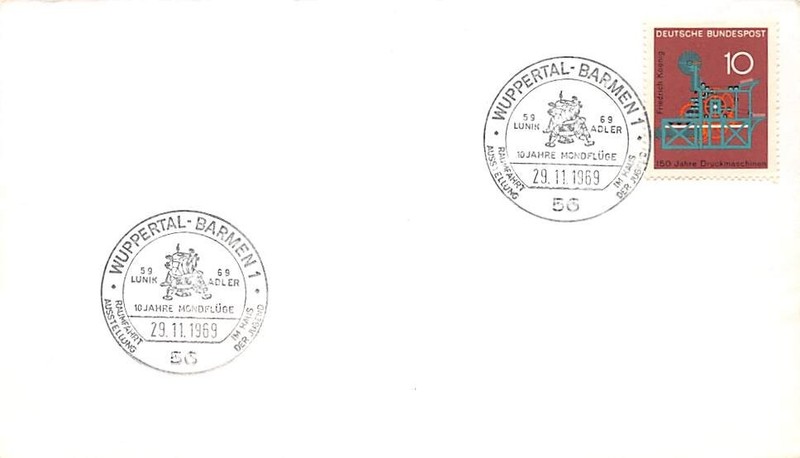 APOLLO 11 LUNAR MODULE CANCELLATION COVER, WUPPERTAL, GERMANY - 11/29/69  SC#978
