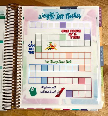 Weight Loss Tracker Diet Dashboard Insert 4 use with Erin Condren Life Planner~