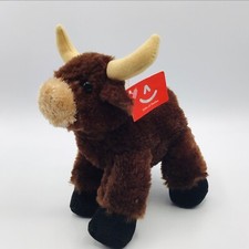 Aurora Toro Bull 8 Floppy Plush Stuffed Animal Toy Texas Longhorn Soft Brown