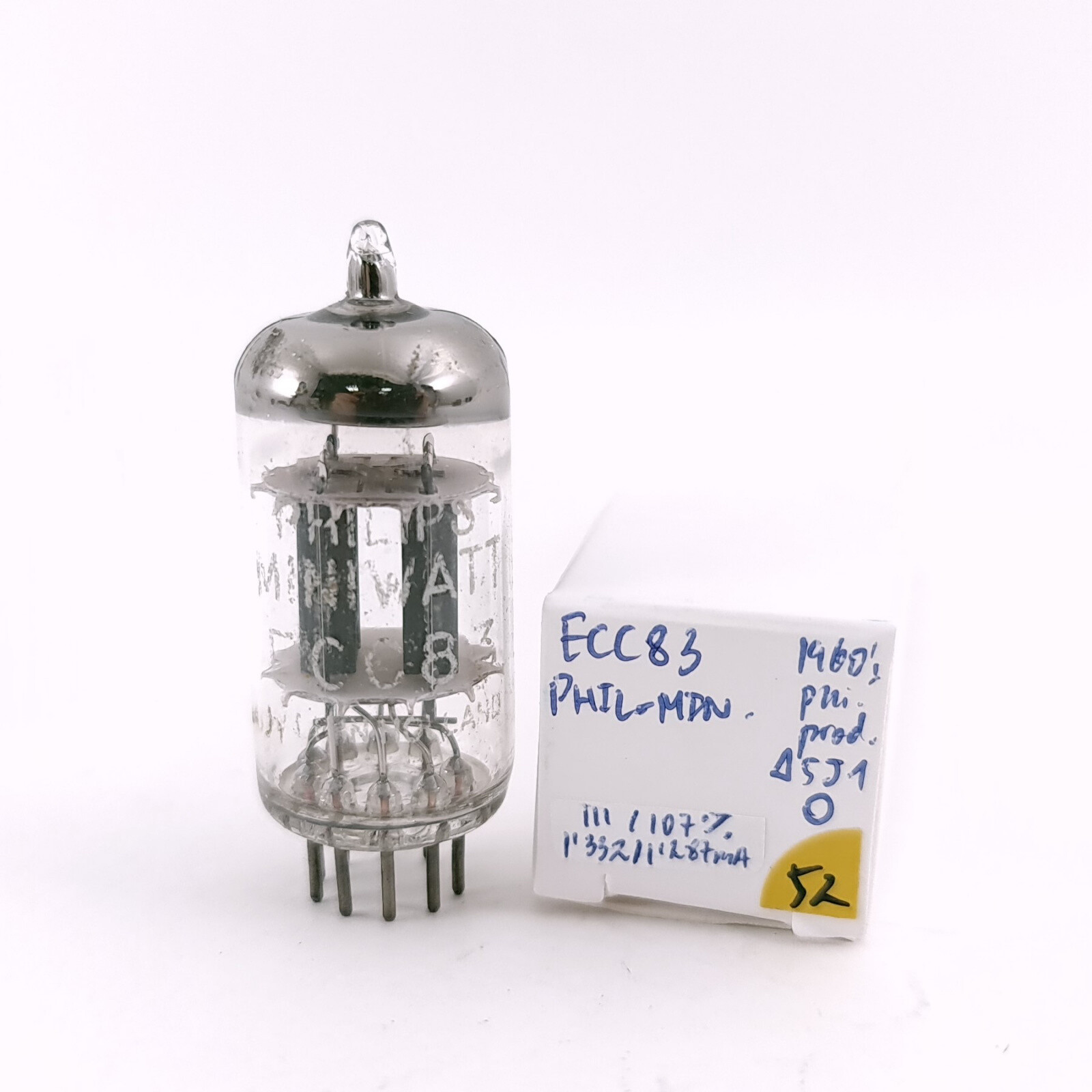 1 X ECC83 PHILIPS - MINIWATT RÖHRE. 60er Jahre PHILIPS PROD. GEBRAUCHT. 52. C...