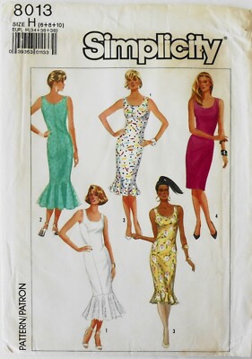 Simplicity 8013 Misses Easy To Sew Fitted Dresses Sewing Pattern Sz 6-8-10  | eBay