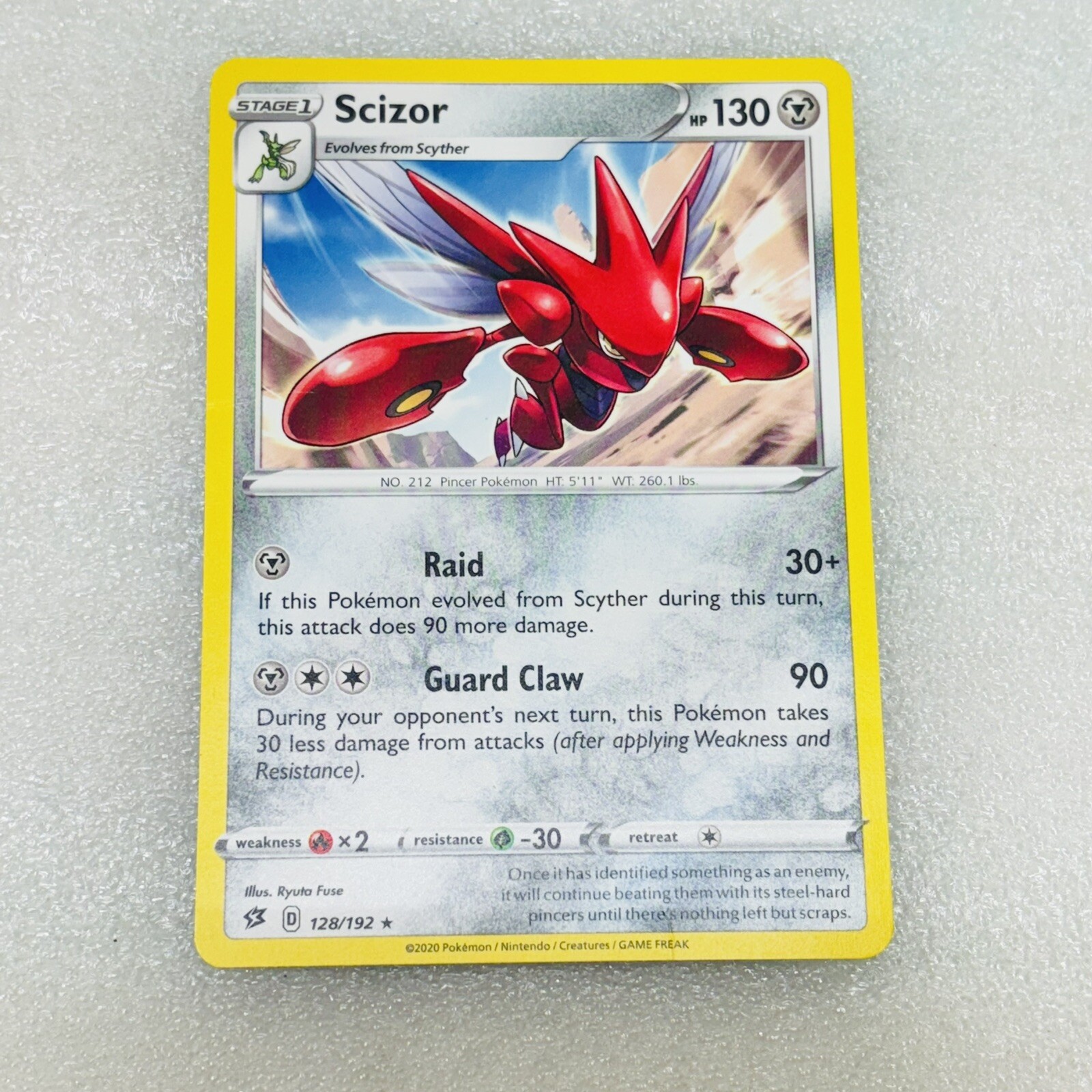 Pokemon Card Scizor 128/192 Rebel Clash RARE Non-Holo Regular • VG‼ FREE SH‼