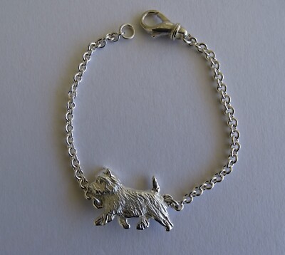 Small Sterling Silver Cairn Terrier Moving Study Bracelet