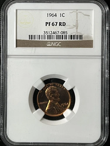 1964 1C RD PROOF Lincoln Memorial One Cent NGC PF67RD        3512467-085