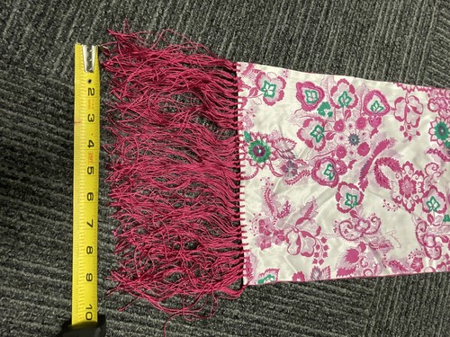 Burberry Silk Scarf Flower Pink Women beaded london made in india very rare box - Picture 7 of 13