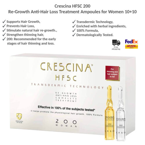 Crescina HFSC 200 Re-Growth Anti-Hair Loss Treatment Ampoules for Women 10+10