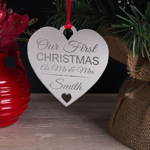 Personalised Our Your First Xmas As Mr Mrs Christmas Tree Decoration Bauble Ebay