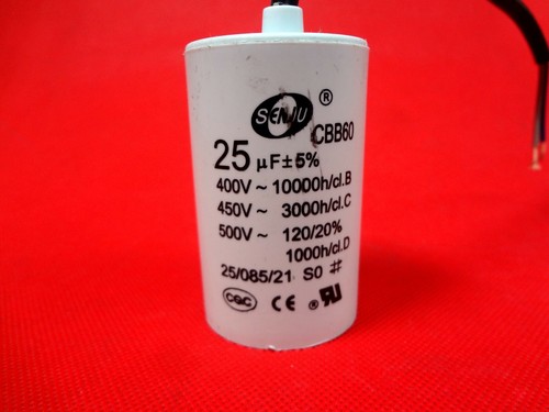 CBB60 Appliance Motor Run Start Capacitor Wire Lead 25uF 400V/450V/500V (G78A) - Picture 9 of 9