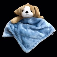 Carters Puppy Dog Lovey Plush Security Blanket Blue Brown Soft 13  