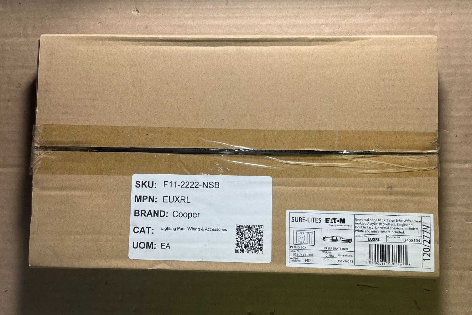 Eaton Cooper Sure-Lites Universal Edge Lit EXIT Sign Lens Only EUXRL