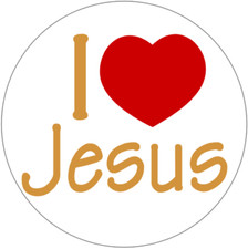 I Love Jesus - 3 Inch Circle Sticker 3" x 3" - Christian Christ Religious