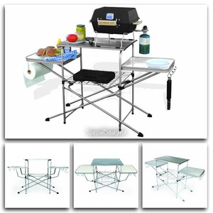 Details About Portable Folding Camp Kitchen Sink Table Outdoor Rv Camping Cooking Food Deluxe