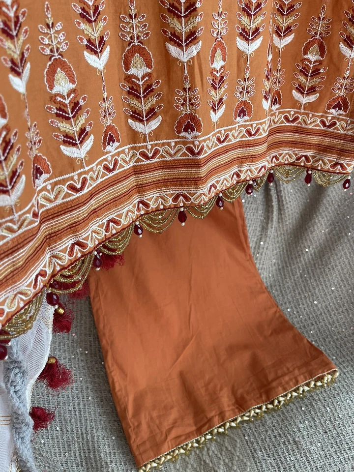 Cross Stitch Pakistani Embroidered Kameez With Palazo And Embroidered Dupatta. - Image 3 of 4