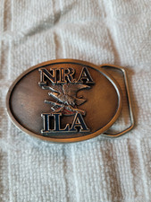 Vintage Belt Buckle NRA - ILA Pewter Made In USA 1 3/4" x 2 1/2"