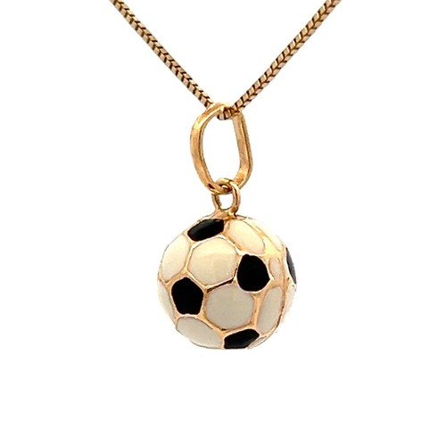 9Ct Yellow Gold 3D Enamel Soccer Ball Charm Pendant - Picture 2 of 5