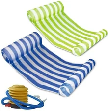 Premium Durable Swimming Pool Floating Hammock, Lounger Inflatable Raft w/ Pump