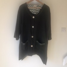 Adini Green 100% Silk Mesh Tunic Swing Jacket Size S M Asymmetric Largenlook