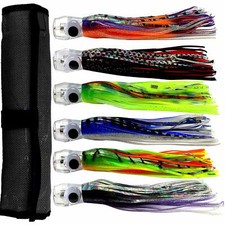 6 INCHES 6PCS  SET SALTWATER SOFT SKIRTS TROLLING LURES  OFFSHORE BAITS TACKLE