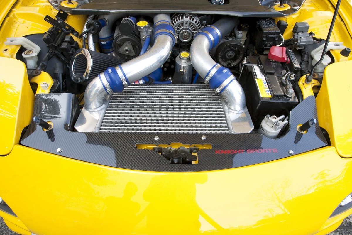 パーツ KNIGHT SPORTS FBCD FC3S FC3C RX-7 13BT KNIGHT SPORTS V-MOUNT RADIATOR COOLING CARBON PANEL PROTECTOR FOR