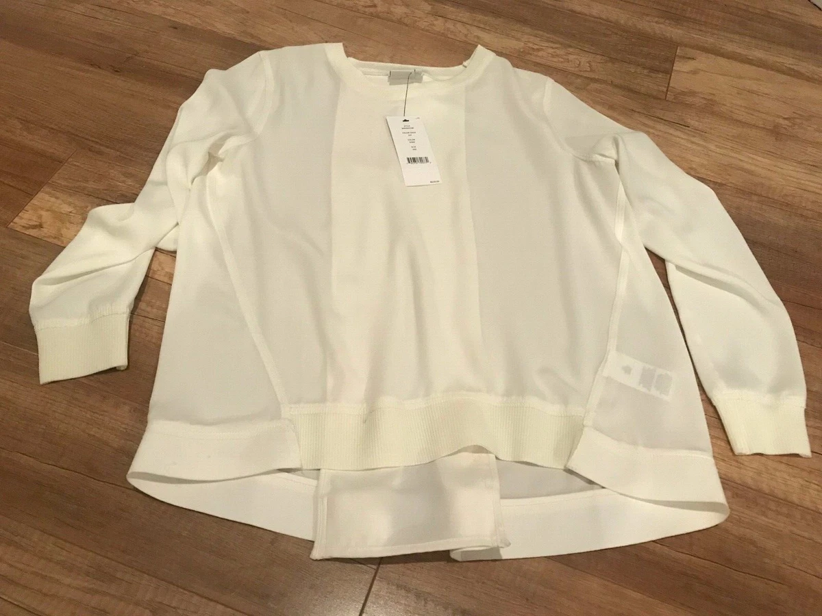 119 DKNY DONNA KARAN Ivory Long Sleeve Tunic Blouse Top XXS S