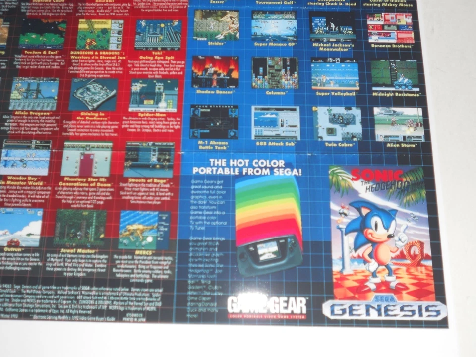 Sega Genesis / Game Gear / Games Poster 1990 17" by 13" Details on all - Image 3 of 4