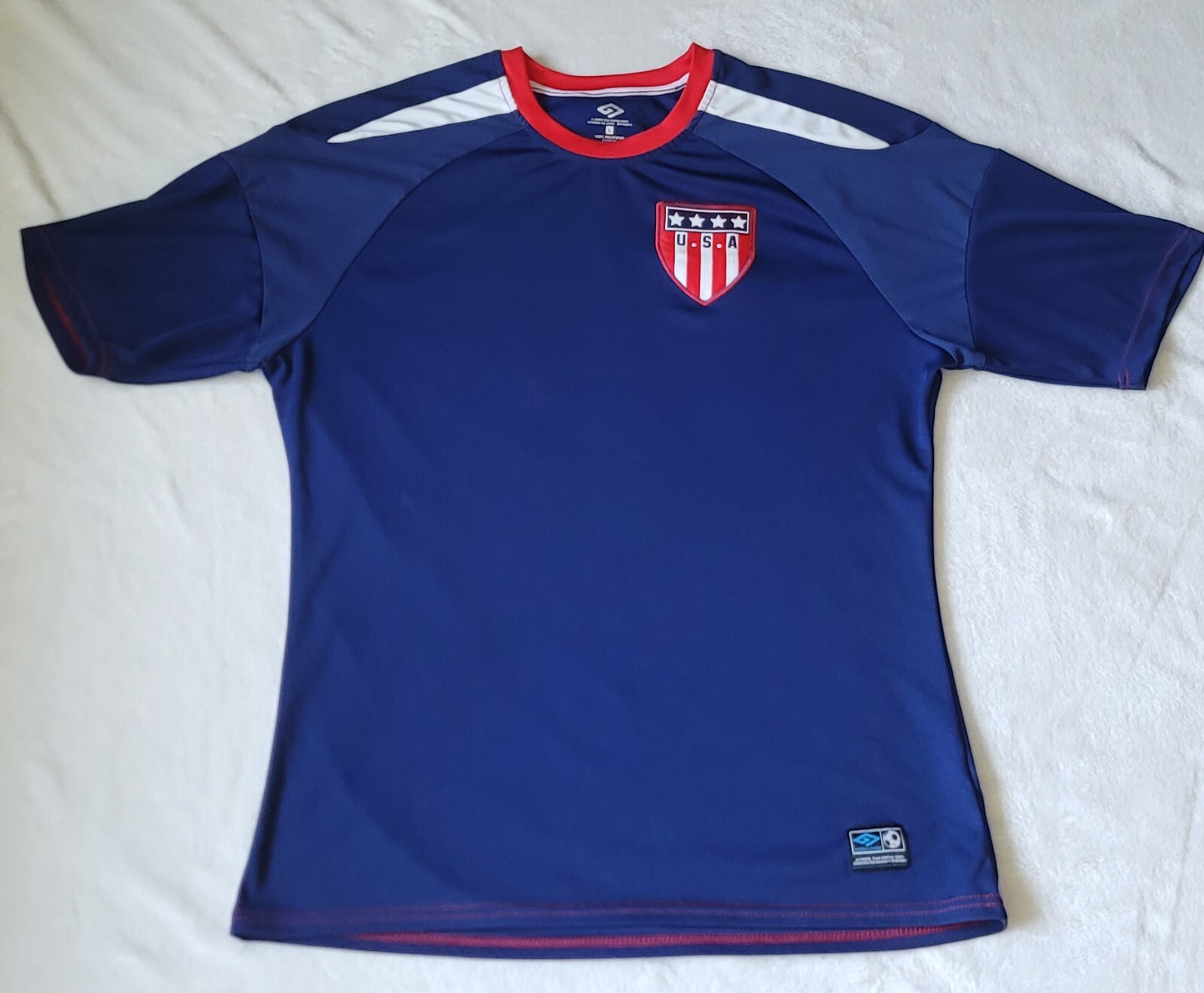 Team USA Soccer Shirt L World League Vtg Nylon Navy Jersey United States Sports