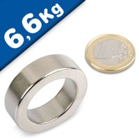 Ringmagnet Magnetring Ø 35/24 X 10 Mm, Neodym N44 (Ndfeb) Nickel - HäLt 6,6 Kg