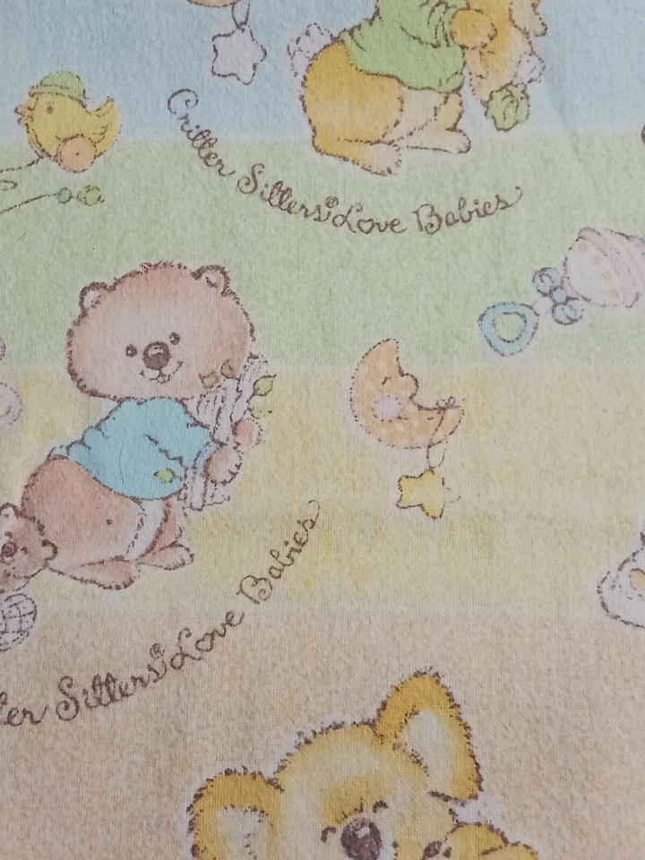 Manta envolvente Baby Morgan vintage años 80 Critter Sitters Love Babies 27"x 35" Foto 3 de 4