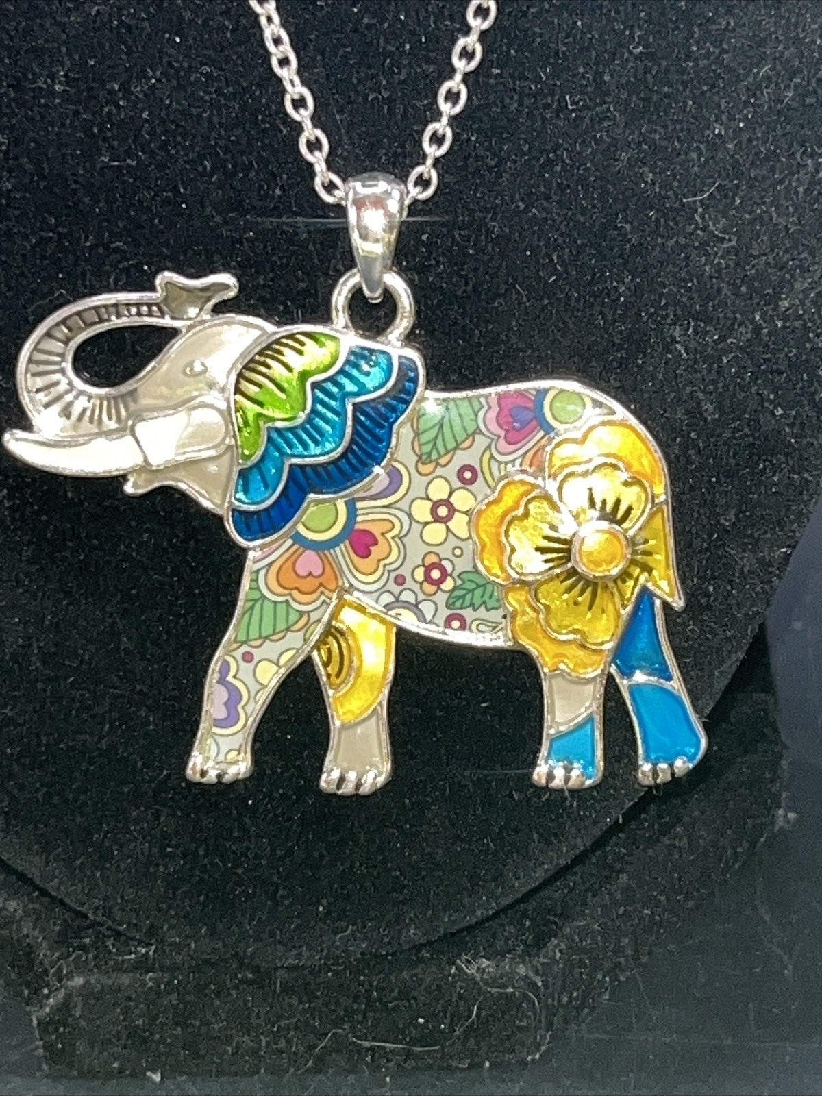 Beautiful Multi Colored Silver Tone Elephant Neck… - image 6