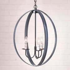 20" Oval Sphere Metal Hanging Lamp Pendant Light By Irvin's Country Tinware