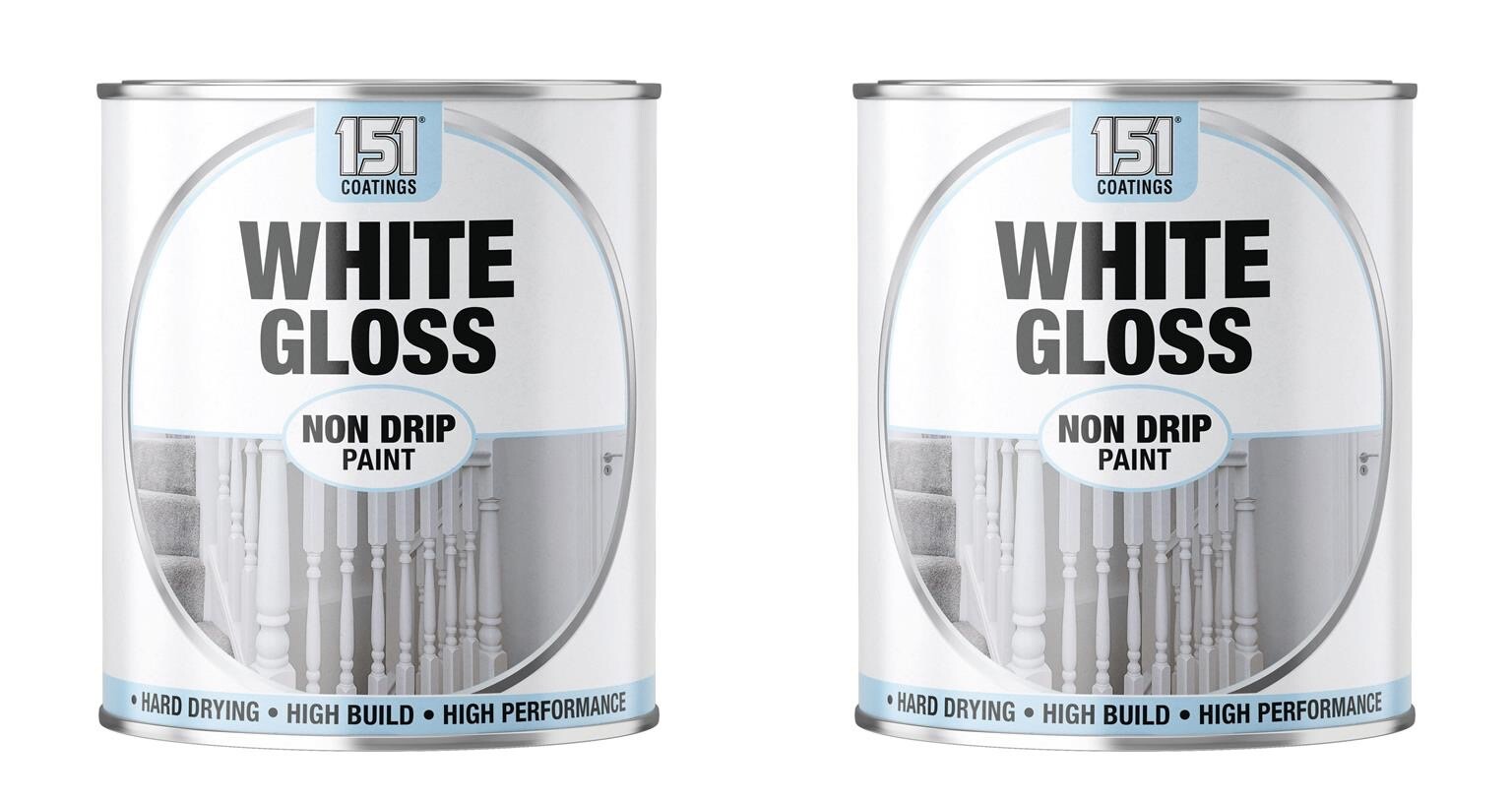 2x 151 Wood Metal Brick Interior Exterior Non-Drip Gloss Paint 300ml - White