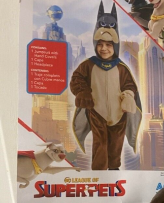 Rubie's Toddler DC League Of Super Pets Ace Comfywear Costume - One-Piece Jumpsuit With Cape & Headpiece, Size 2T-3T