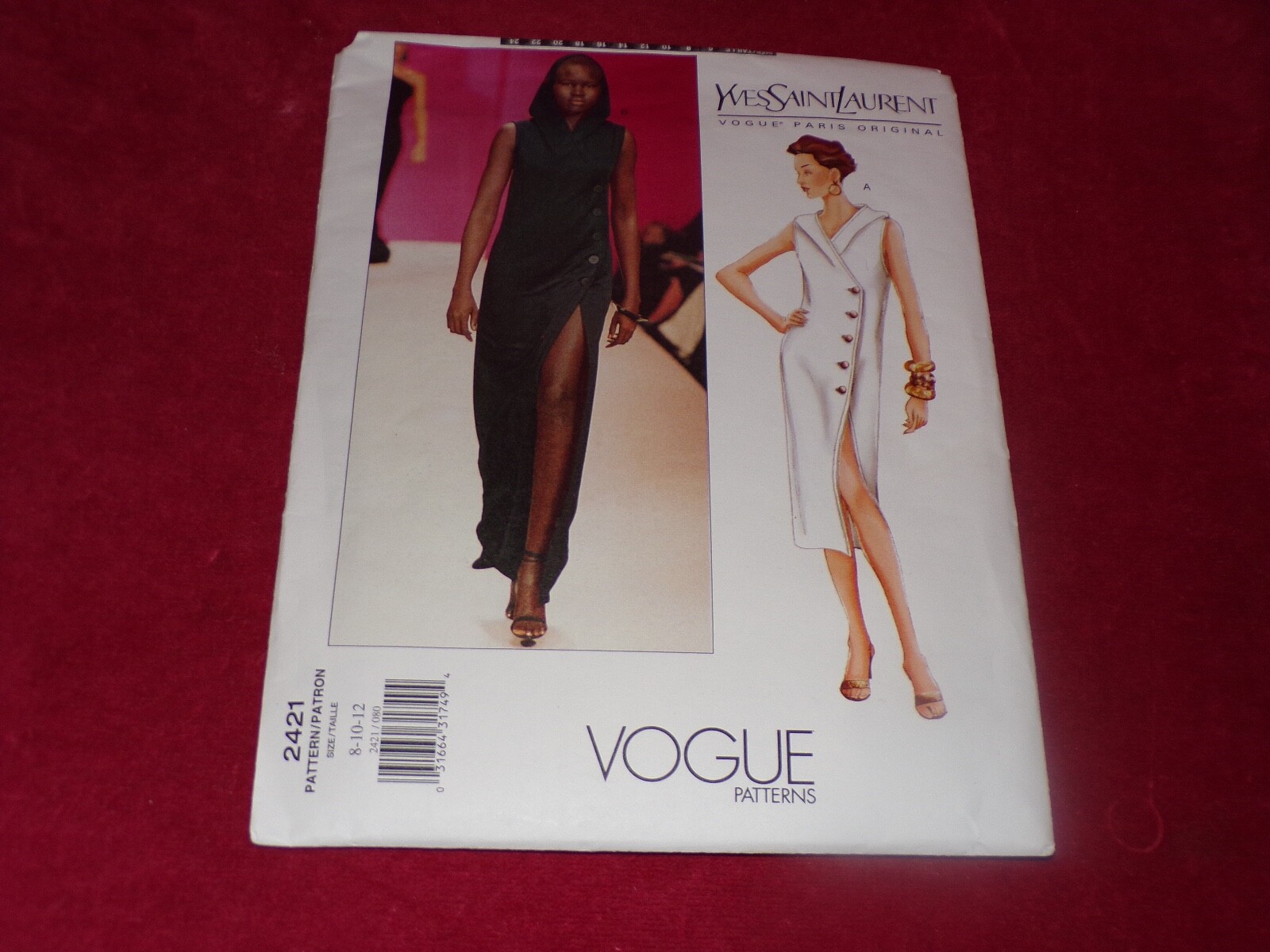VOGUE PARIS ORIGINALE #2421 YVES SAINT LAURENT ABITO DONNA MODELLO 8 12FF