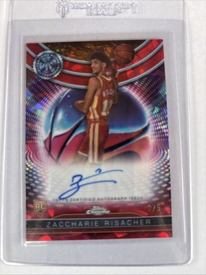 2024 TOPPS CHROME ZACCHARIE RISACHER TRUE RED REFRACTOR AUTO AUTOGRAPH /5