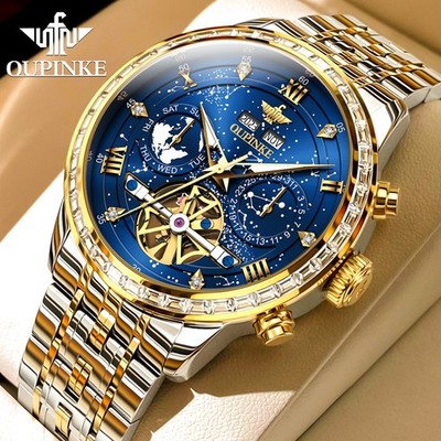 OUPINKE watch, multi-function, mechanical, luminous, starry sky, men's watch