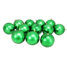 Northlight 12ct Xmas Green Shatterproof Shiny Christmas Ball Ornaments 4"