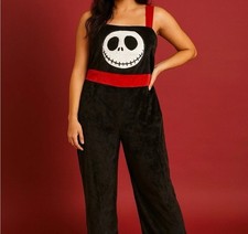 The Nightmare Before Christmas Womens Large Velour 3D Jack Santa Romper Jumpsuit