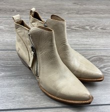 Frye Mujer Sacha Moto Schootie Cremallera Botines Beige Claro Talla 9 B