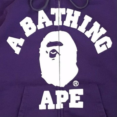 BAPE College logo zip up hoodie a bathing ape NIGO Size M | eBay