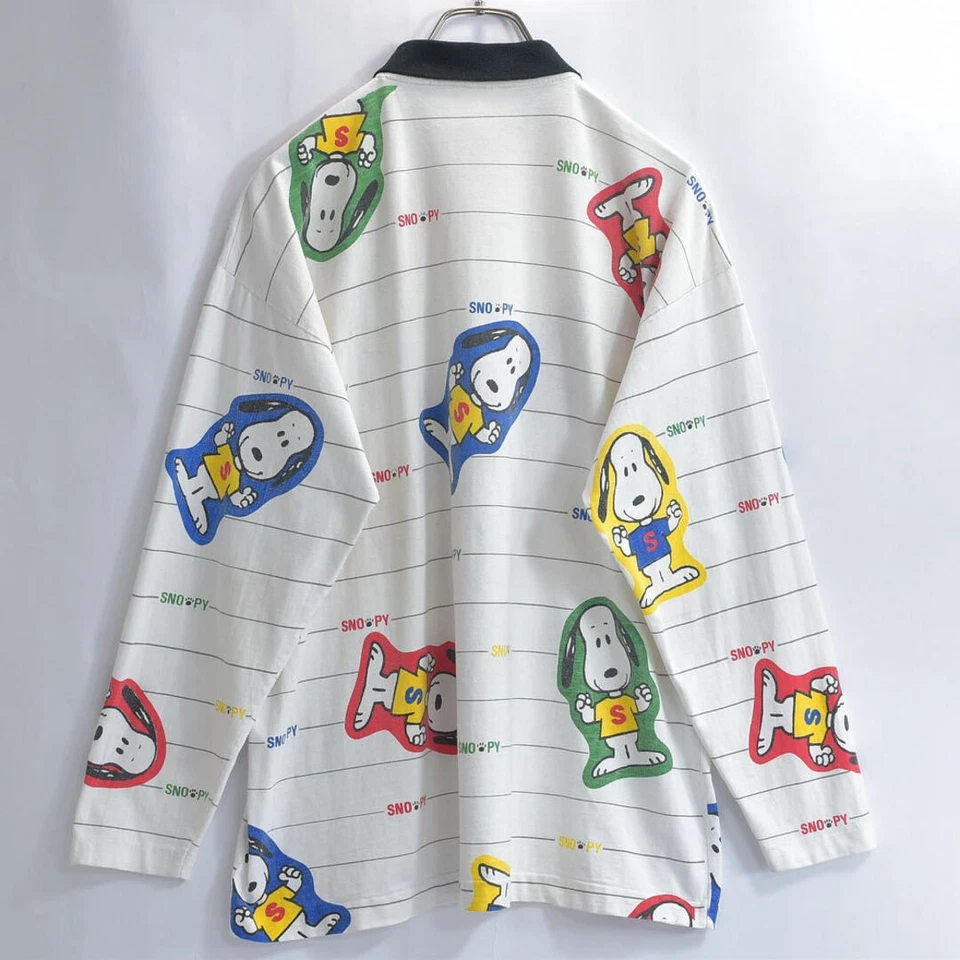 Camisa Polo 80-Snoopy Snoopy Estampado Total Borde Manga Larga Usada GRIN-0 Foto 3 de 4