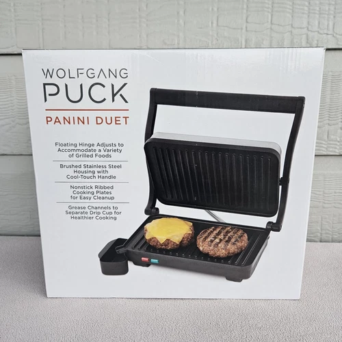 Wolfgang Puck Panini Duet Press Silver Black Cooking Grill