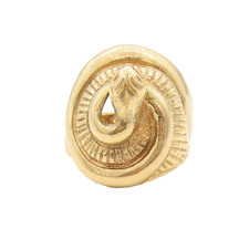 18K GOLD Vintage Ring Solid Designer Coiled Snake Carved Sz 6 GR964