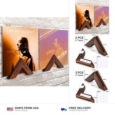 Vinyl Record Holder Set : Vinyl Wall Mount for Record Display, Pine Wood Albu...