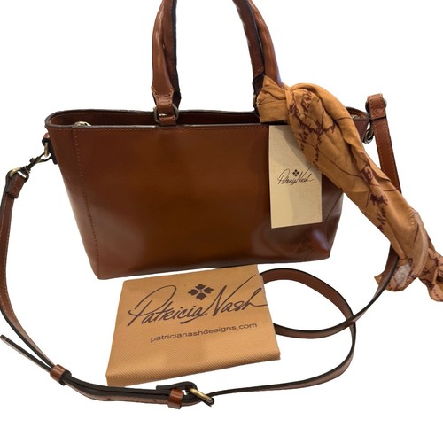 Patricia Nash Aileen Crossbody / Top Handl Satchel Brown Leather NWT